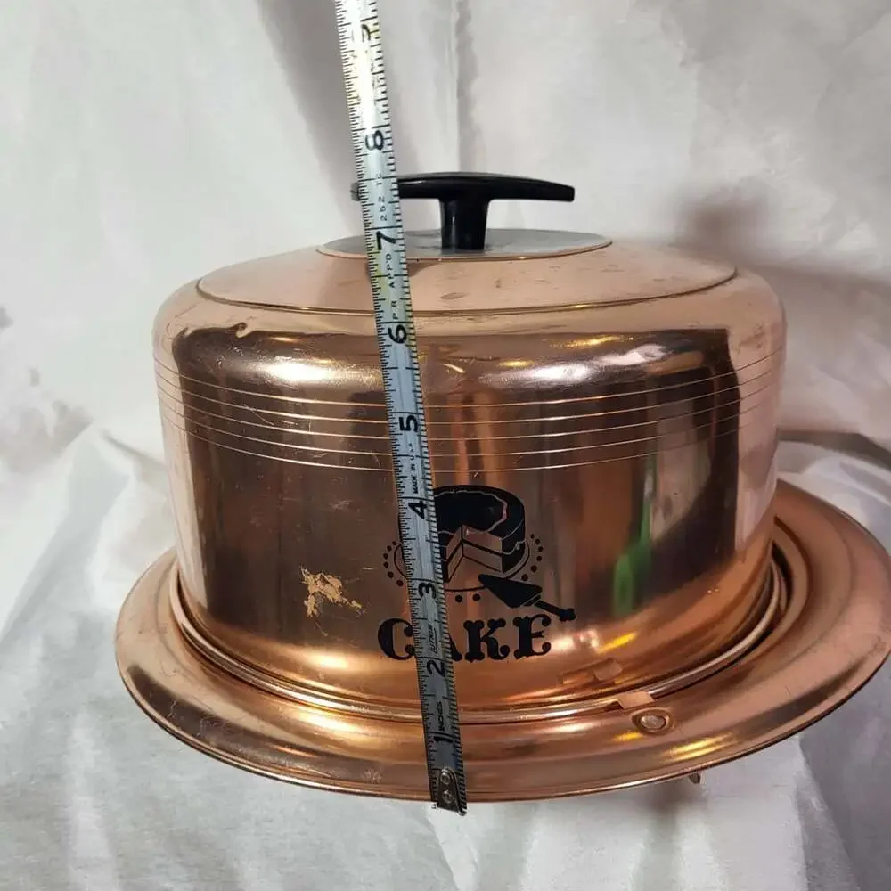 Vintage West Bend Copper Aluminum Locking Cake Carrier with Humidity Stone